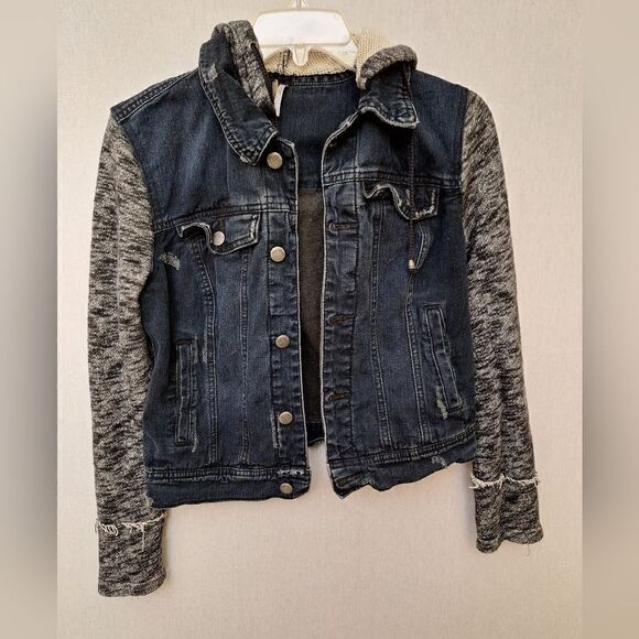 Free People Denim & knit hooded jacket - Picture 1 of 11